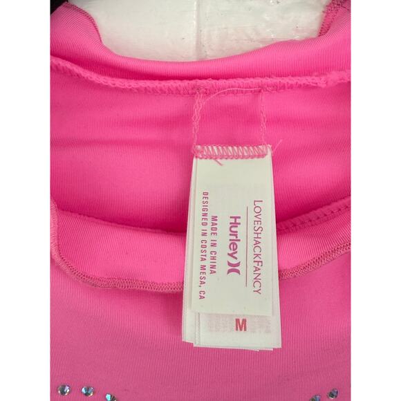 Loveshackfancy X Hurley Womens Med Pink Bling Heart Rashguard Surfing Beachy New - Picture 7 of 9